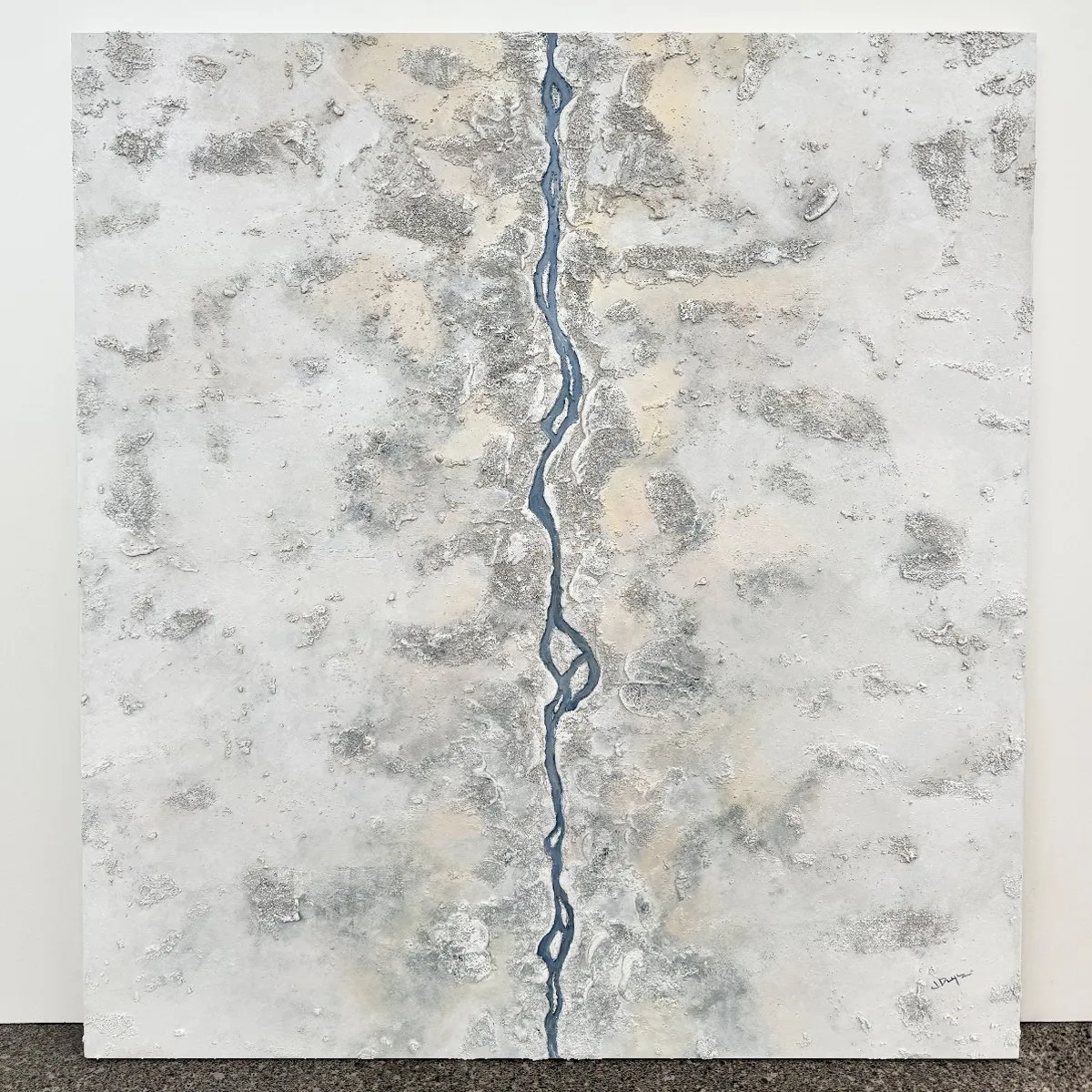 Blue Kintsugi, Mixed media on wood panel — photograph 2